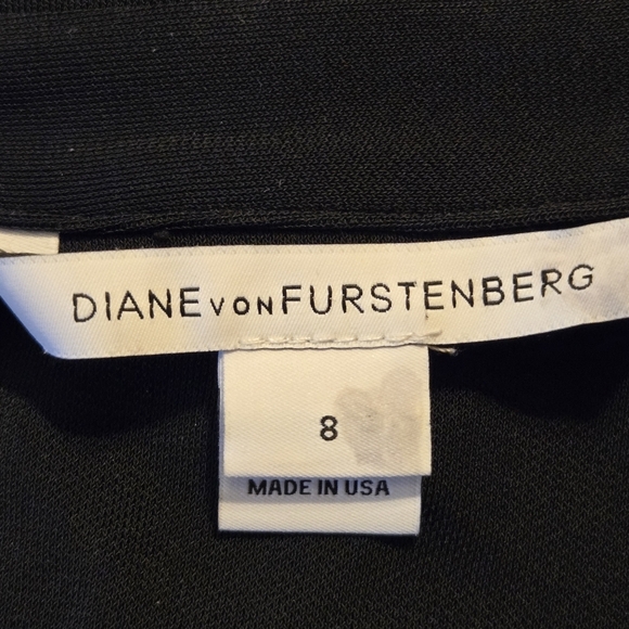 Diane Von Furstenberg Jeanne Two Womens Black Wrap Midi Dress Size 8 Made In USA - Picture 4 of 8
